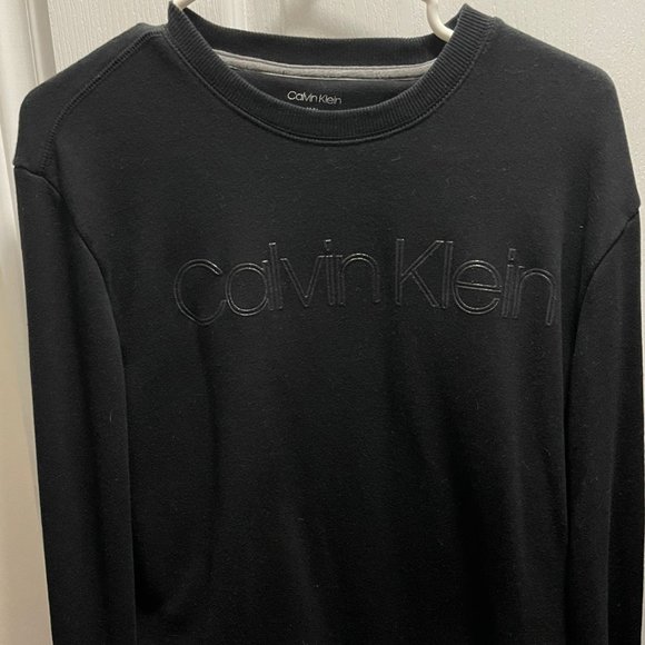 Calvin Klein Logo Name Sweater Black Size Medium - Picture 1 of 2